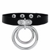 Choker O Ring OVERSIZE Svart PU Dubbel O-ring Halsband Harnesk
