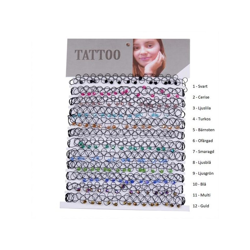 Choker Tattoo Halsband Pärla - Välj mellan 12 färger