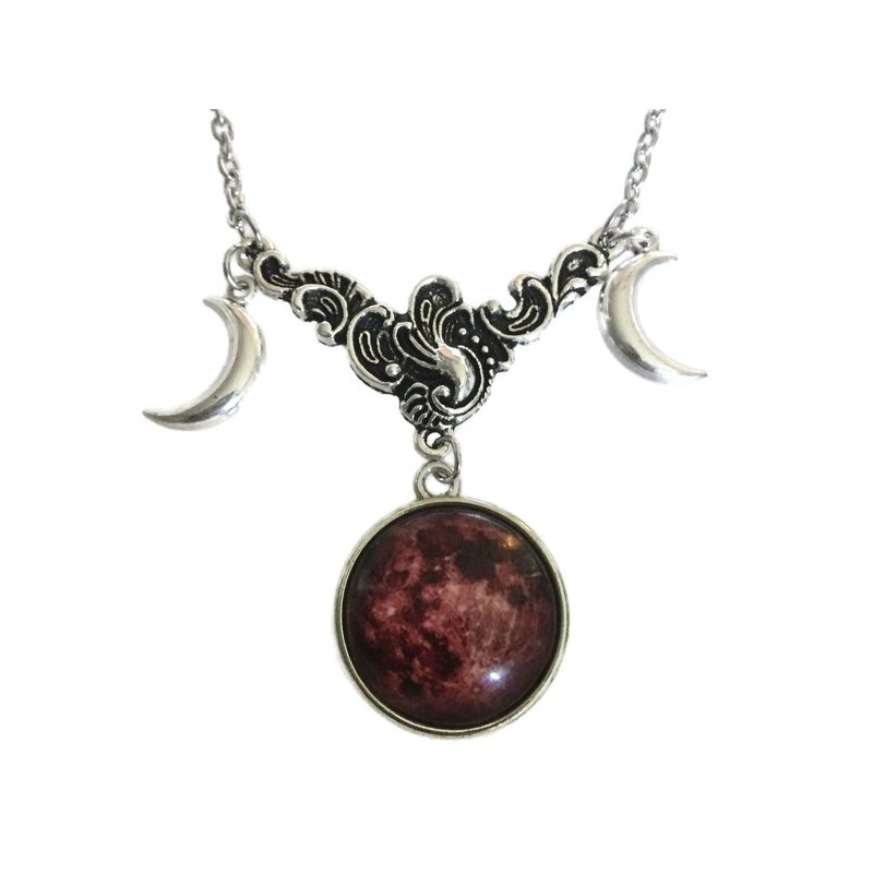 Choker Halvmåne Wicca Blodmåne Pagan Triple Moon