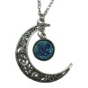 Halsband Måne Halvmåne Blå Glitter Pagan Wicca Crescent Galax