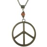 Halsband Peace Brons Bärnstensfärg XL Lång kedja Symbol