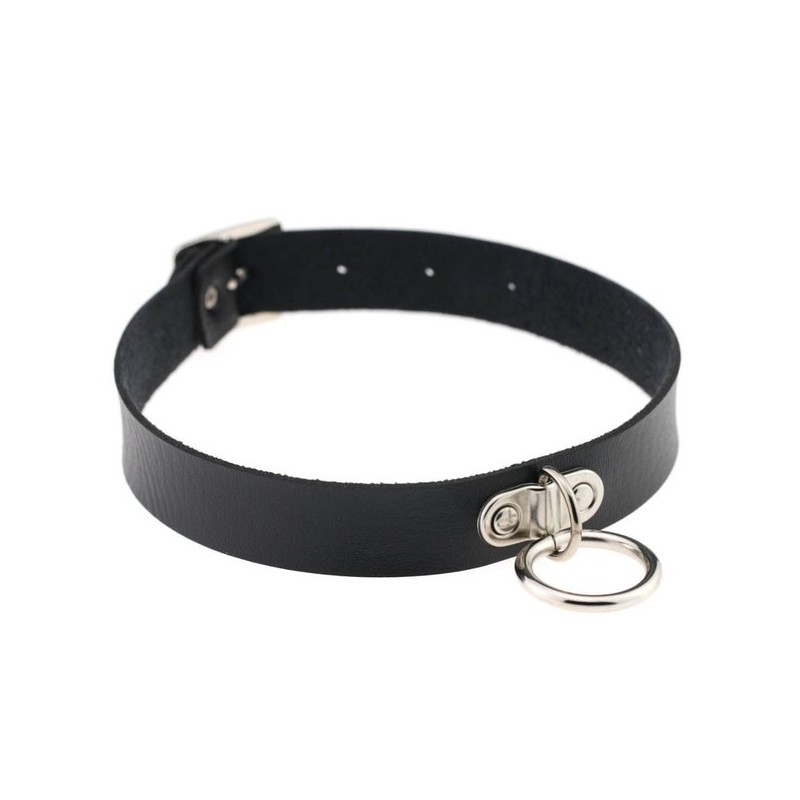 Choker O RING Collar O-ring SVART Halsband Goth Harness