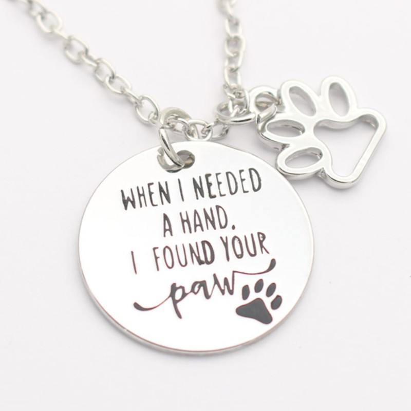 Halsband Katt Hund - When I Needed a hand.... Minnessmycke Rostfri kedja 50 cm