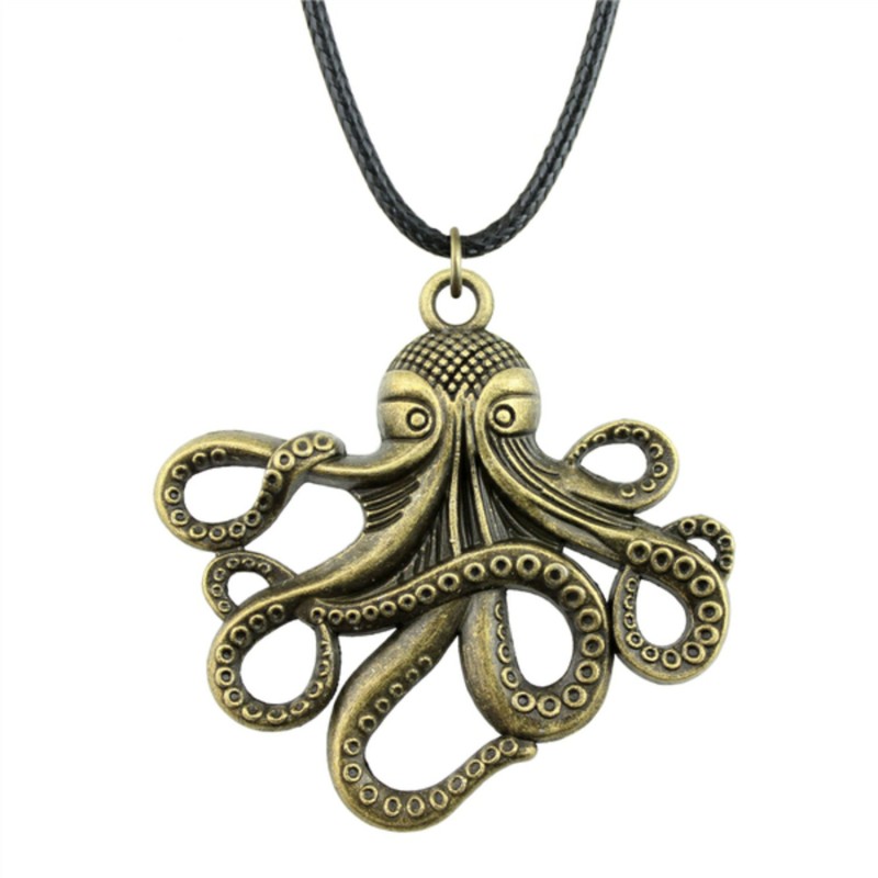 Halsband Bläckfisk Havsdjur Octopus Kraken BRONS