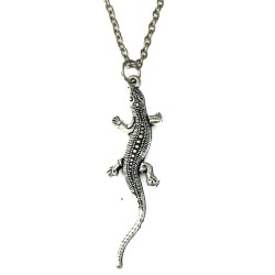 Halsband Ödla Reptil Silver Gecko Lizard Rostfri Kedja