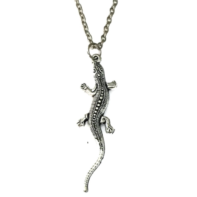 Halsband Ödla Reptil Silver Gecko Lizard Rostfri Kedja