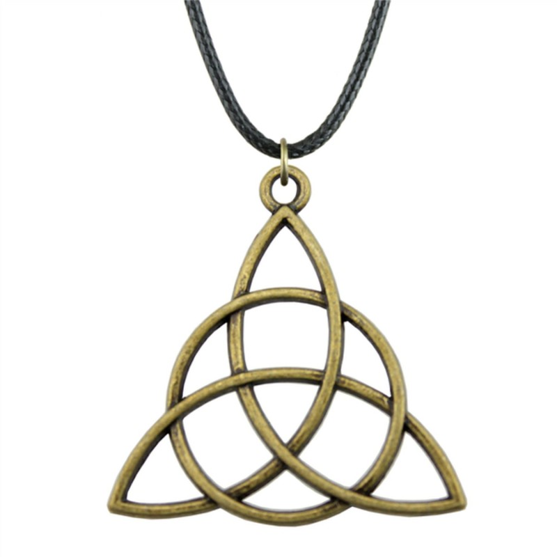 Halsband Triquetra Keltisk BRONS triangel Charmed Symbol Rem