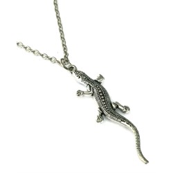 Halsband Ödla Reptil Silver Gecko Lizard Rostfri Kedja