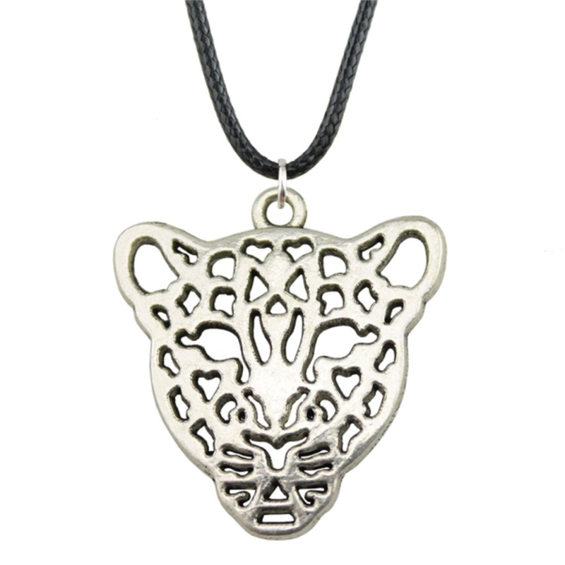 Halsband Leopard Kattdjur Silver Rem