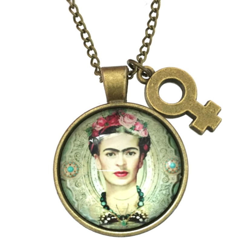 Halsband Frida Kahlo Feminist Feminism Ikon Symbol Antikbrons