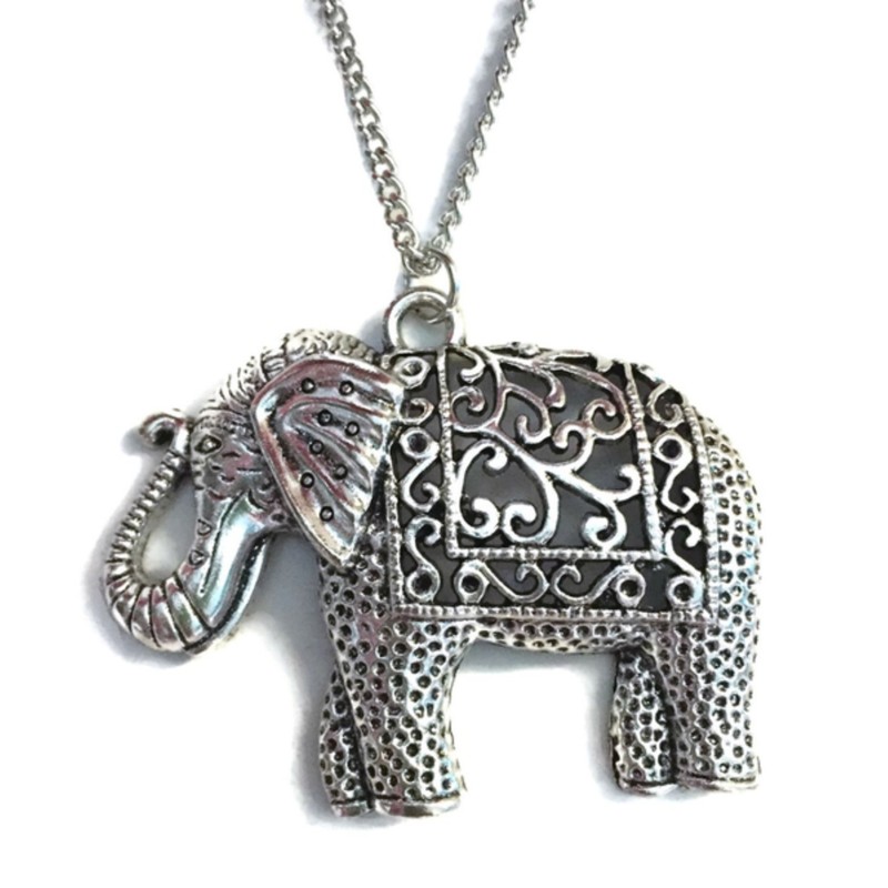 Halsband Elefant Djur LÅNG kedja Elephant Indisk Stil Rostfri Kedja