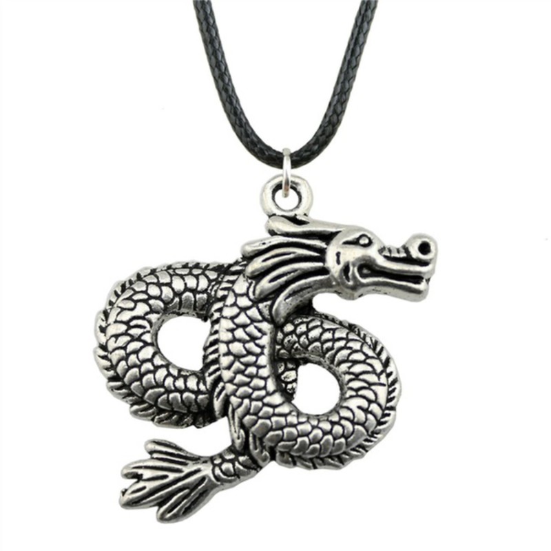 Halsband Drake i kinesisk stil Silver Dragon Rem