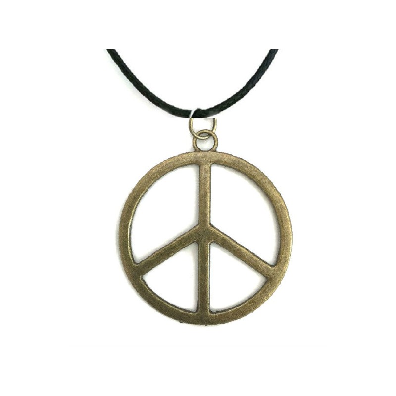 Halsband PEACE Symbol Fredstecken Stort Brons - Rem