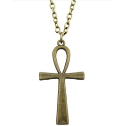 Halsband Ankh Egyptisk Symbol Kors Bronsfärgad metall