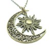 Halsband Sol Måne Boho Pagan Crescent Moon Brons