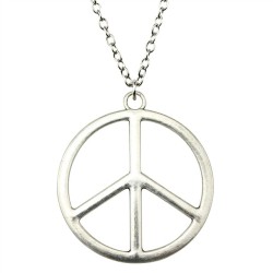Halsband PEACE Symbol Fredstecken XL Rostfri Kedja