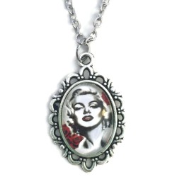 Halsband Marilyn Monroe Antiksilver Svart/Vit