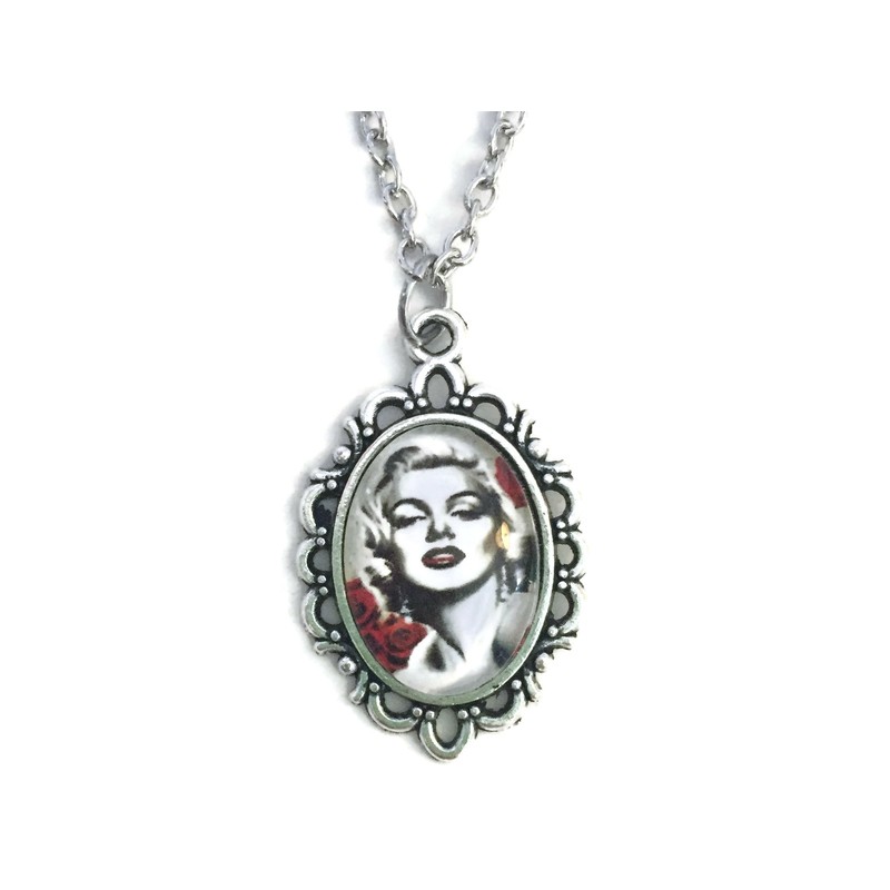 Halsband Marilyn Monroe Antiksilver Svart/Vit