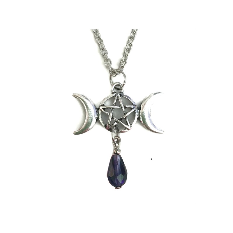 Halsband Pentagram Måne Triple Moon Gudinna Wicca Pagan