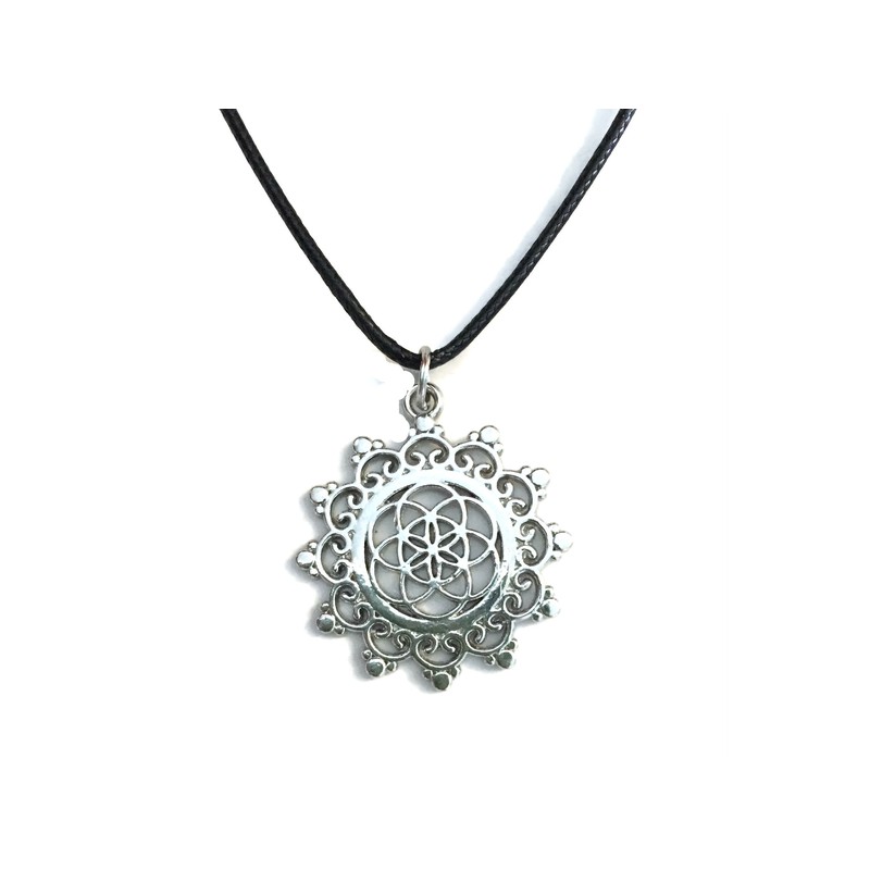 Halsband Mandala Blomma Buddhism Yoga Flower of life - Rem