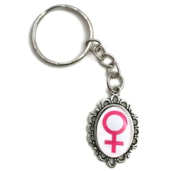 Nyckelring Feminist Venus Kvinnosymbol Feminism - Rosa/vit 