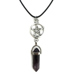 Halsband Ametist Pentagram Wicca Pagan New Age