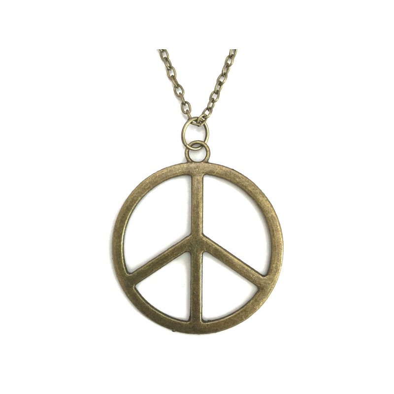 Halsband PEACE Symbol Fredstecken Stort Brons - 2 längder