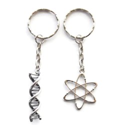 Nyckelring ATOM/DNA Kemi Molekyl Partner/Kompis 2 stycken