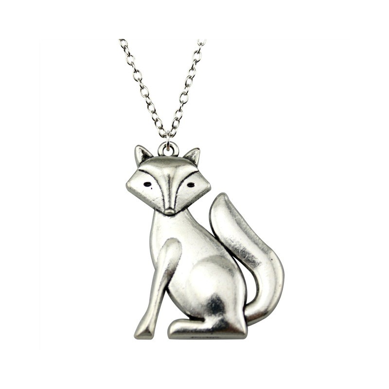 Halsband Räv Fox Djurmotiv Rostfri Kedja 60 Cm