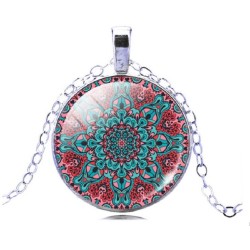 Mandala - Halsband - Turkos/Rosa - Boho Hippie 