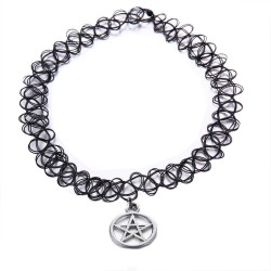 Choker - Pentagram - Halsband - Tattoo Spets 90-tal