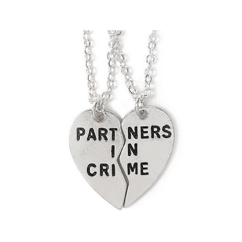 Partners In Crime Kompis/Partner x2 halsband hjärta Rostfri kedja