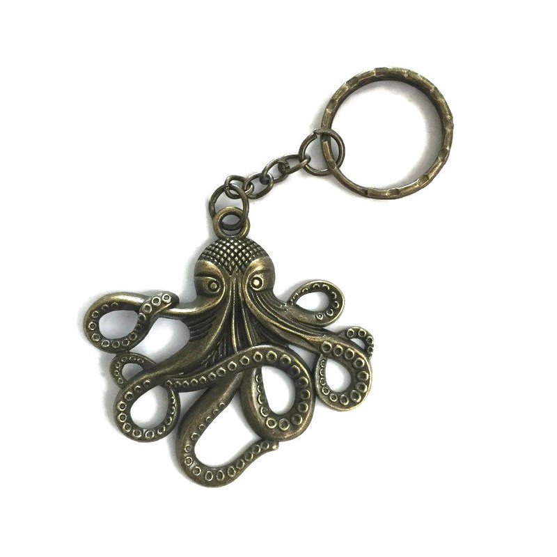 Nyckelring  Bläckfisk Octopus Kraken Cthulhu Antikbrons