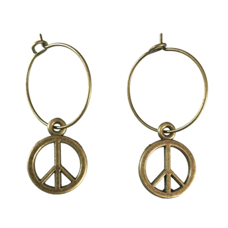 Örhängen Creoler Peace BRONS Symbol Hoops