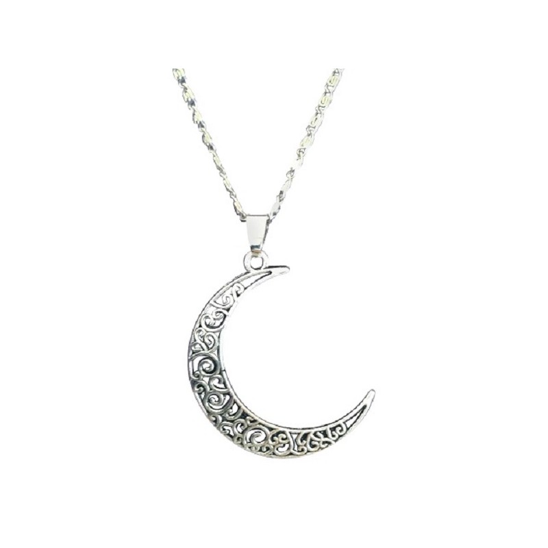 Halsband Måne med snirklar Crescent Moon Kedja