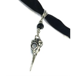 Choker Raven Skull Onyx Skelett Skull Korp