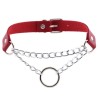 Choker O RING Collar O-ring RÖD PU-läder Halsband Goth Harness