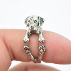 Ring Golden Retriver Hund Djur Animal Ring Silverfärg