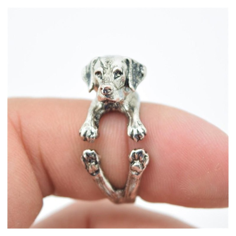 Ring Golden Retriver Hund Djur Animal Ring Silverfärg