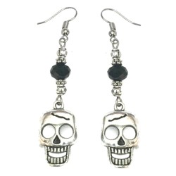 Örhängen Dödskalle Silver Skull Halloween Svart Rostfri Krok