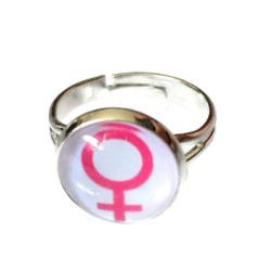 Ring Feminist Rosa/Vit Feminism Kvinnosymbol Venus