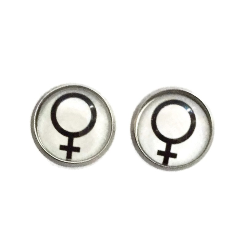 Örhängen Feminist Venus Silver/Svart Kvinnosymbol Feminism