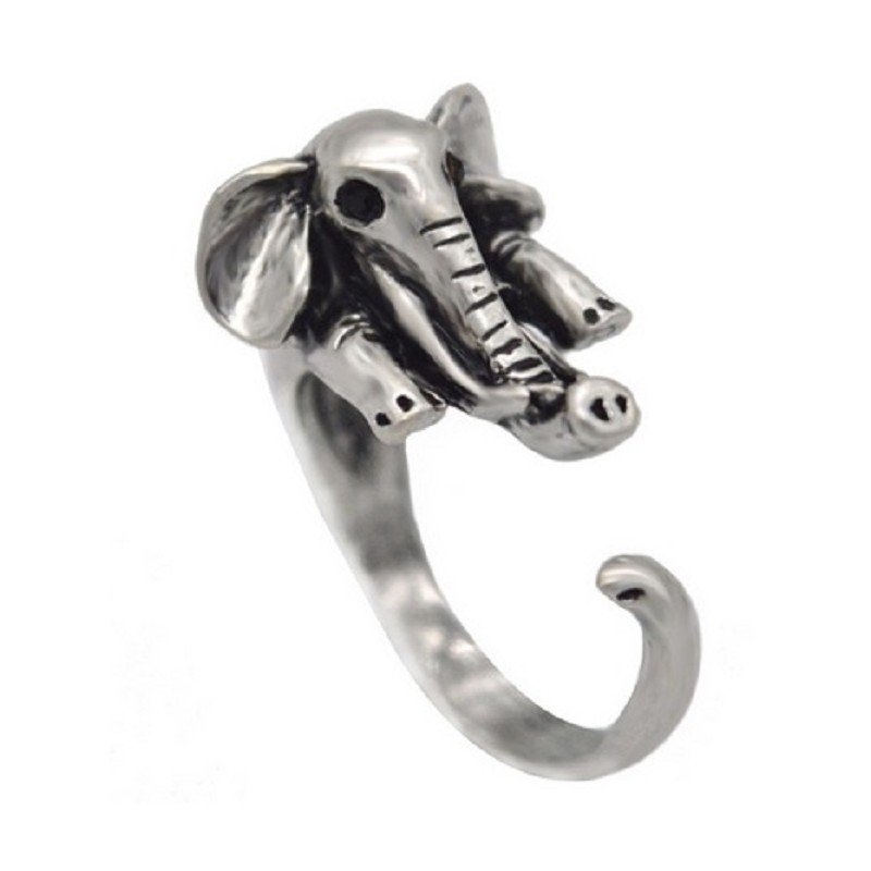 Elefant Ring i antiksilver Djurmönster Elephant