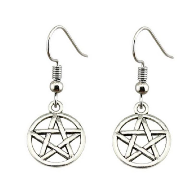 Örhängen Pentagram Wicca Pagan Silver Symbol