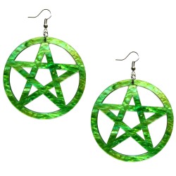 Örhängen Pentagram Galax Grön OVERSIZE Wicca Pagan Marmor