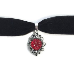 Choker Djupröd Glitter/Druz  Goth Rock Sammet velver