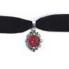 Choker Djupröd Glitter/Druz  Goth Rock Sammet velver