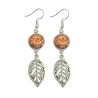 Örhängen Löv Leaf Blad Orange Glitter Boho Träd Rostfri Krok