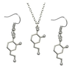 Set Örhängen Halsband Molekyl Dopamin Kemi 3-delat