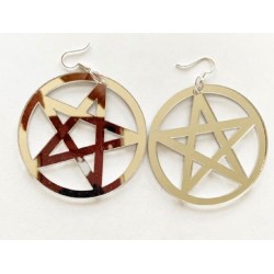 Örhängen Pentagram OVERSIZE Wicca Pagan Silver Pentacle Symbol